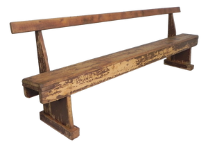 Pine Bench with Backrest, 1950s