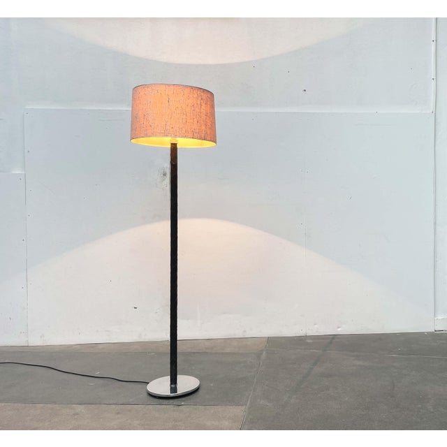 Metal Mid-Century Modern Danish Model Flet Leather Floor Lamp by Jo Hammerborg for Fog & Morup, 1960s For Sale - Image 7 of 18