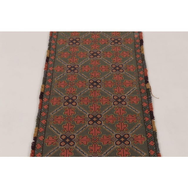 Traditional Antique Swedish Folk Tapestry With Geometric Design in Green & Red - Rug & Kilim For Sale - Image 3 of 10