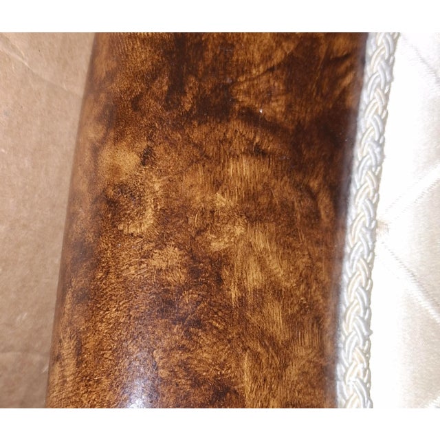 Late 20th Century William IV Style Burl Wood and Diamond Brocade Upholstered Armchair For Sale - Image 13 of 13