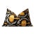 Luxury Black and Gold Silk Velvet Ikat Lumbar Pillow 16x24 Inch With Down Insert For Sale