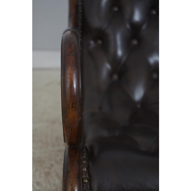 Brown Tufted Leather Rocking Chair For Sale - Image 13 of 18