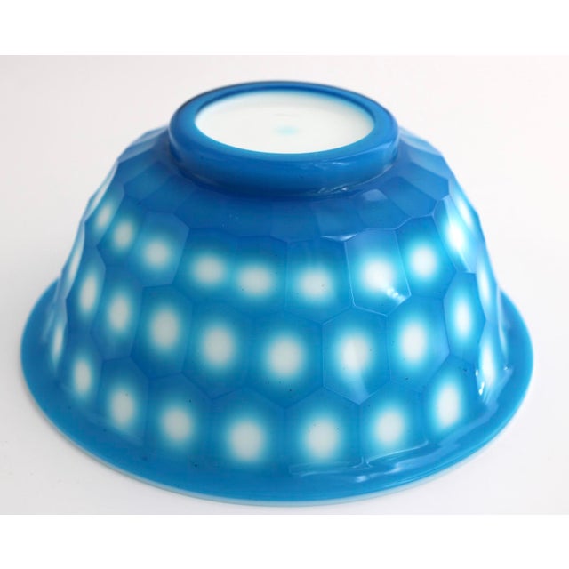 1900 - 1909 Rare Antique Chinese Peking Glass Bowl Aqua Blue Honeycomb Hexagon, Qing Dynasty For Sale - Image 5 of 8