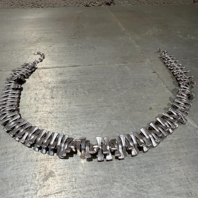 1960s Vintage Modernist Brutalist Articulated Bone Collar Necklace Nanna Ditzel Era For Sale - Image 5 of 10