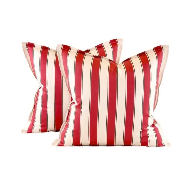 2010s Free Spirit Designer Vicki Payne Safy-006 Brown Pink White Awning Cabana Pin Stripe Fabric- 3 Yards For Sale - Image 5 of 8