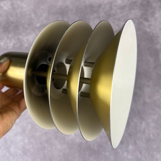 Vintage Danish Gold Pendant Lamps from Lyskær Belysning, 1970s, Set of 2, in Flawless conditions. Designed 1970 to 1979...