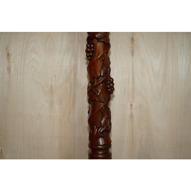 Brown Hand Carved Fruitwood Vine Display Stands with Claw and Ball Feet, Set of 2 For Sale - Image 8 of 14
