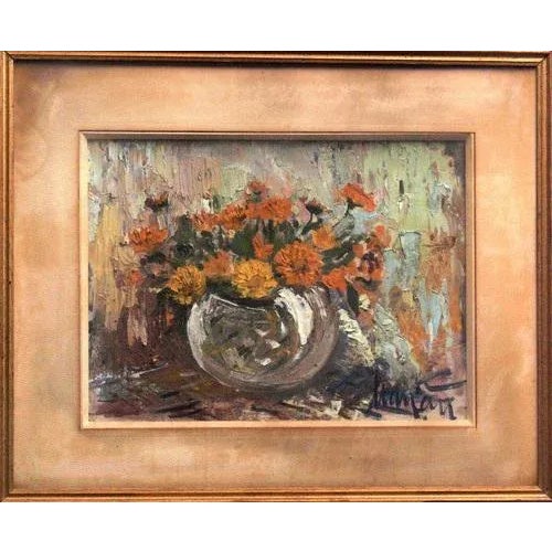 Marigolds, Oil on Board, Early 1900s For Sale - Image 3 of 3