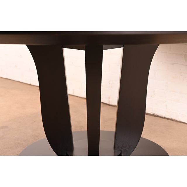 Wood Barbara Barry for Baker Furniture Modern Art Deco Mahogany Pedestal Dining Table, Newly Refinished For Sale - Image 7 of 10