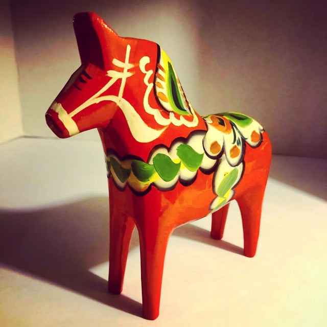 Figurative Vintage Swedish Dala Horse Folk Art Figure For Sale - Image 3 of 12