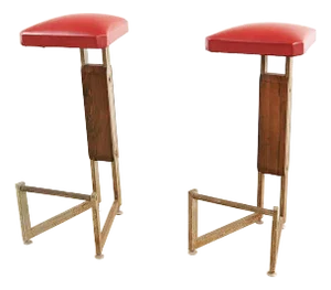 Stools in Wood and Metal, 1970s, Set of 2