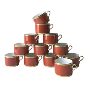 Richard Ginori Contessa Gold & Terracotta Porcelain Coffee or Tea Cup, 12 Avail.