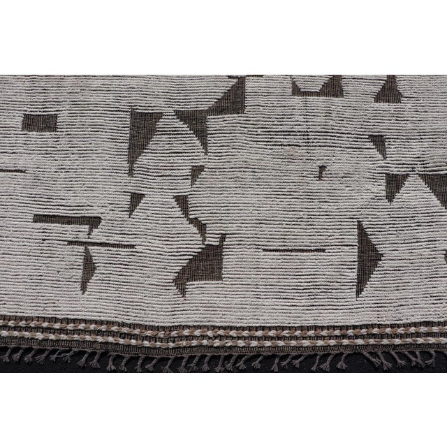 Fine Modern Rug in White & Light Taupe Tones With Abstract & Geometric Design For Sale - Image 10 of 12