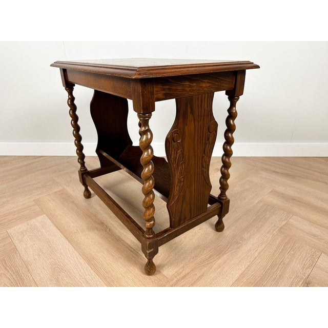 Wood Vintage Barley Twist End Table or Magazine Rack For Sale - Image 7 of 17