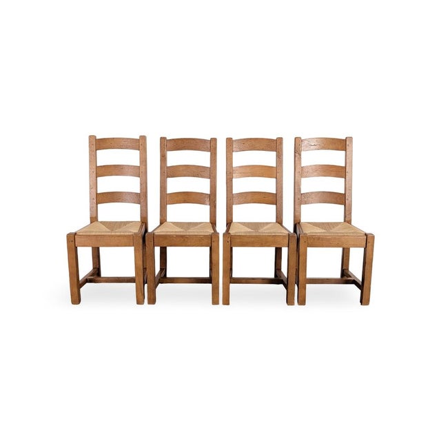 Vintage French Oak Chairs, 1950s, Set of 4 For Sale - Image 11 of 11