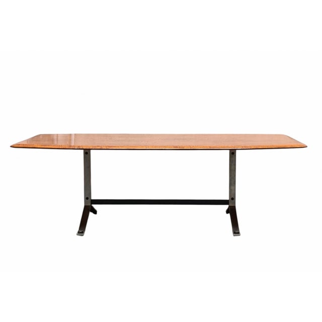 Wood Coffee Table with Contoured Top and Metal Frame, Italy, 1960s For Sale - Image 7 of 10