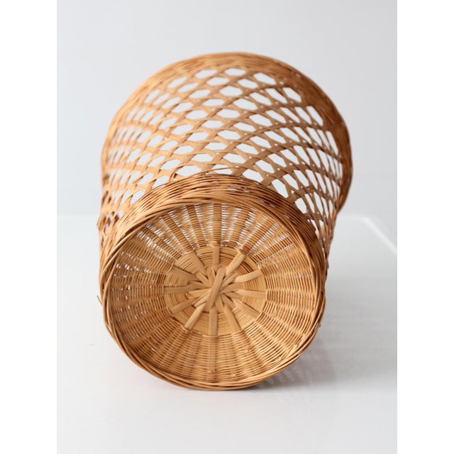 Vintage Open Weave Wicker Waste Basket For Sale - Image 12 of 12