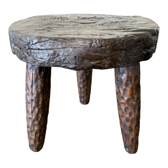 Vintage Reclaimed Pine Side Table – Walnut For Sale
