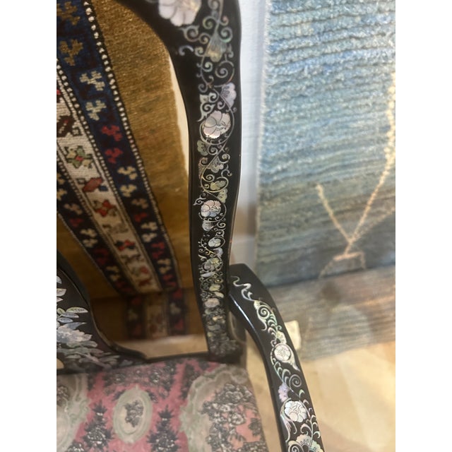 Late 19th Century Antique Chinese Export Mother-of-Pearl Inlaid Armchair For Sale - Image 5 of 10