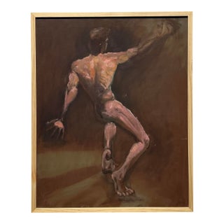 Vintage Boho Original Oil Nude on Canvas For Sale