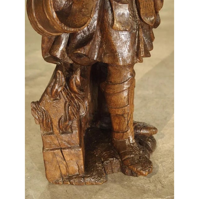 17th Century Oak Statue of Saint Florian, Patron Saint of Firefighters For Sale In Dallas - Image 6 of 11