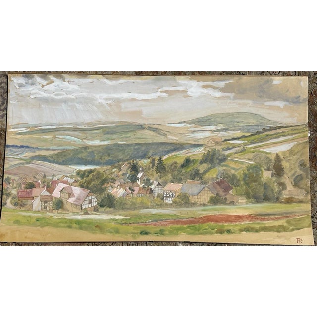 Heinrich Pforr, Wide Valley, Watercolor on Paper For Sale - Image 13 of 13