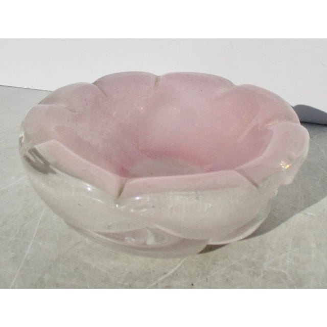 Murano free-formed art-glass bowl. Thick and heavy walls with thick bottoms and hand-formed sections around the edges and...