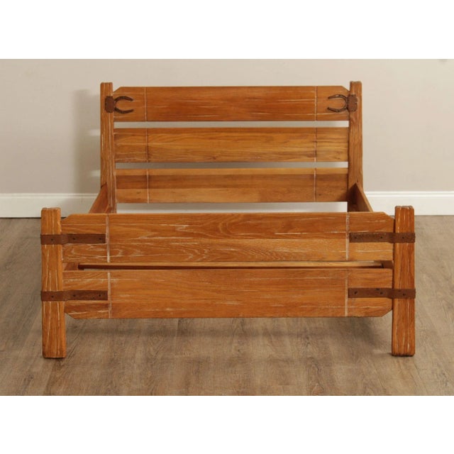 Rustic Brandt Ranch Oak Slatted Full Bed For Sale - Image 3 of 12