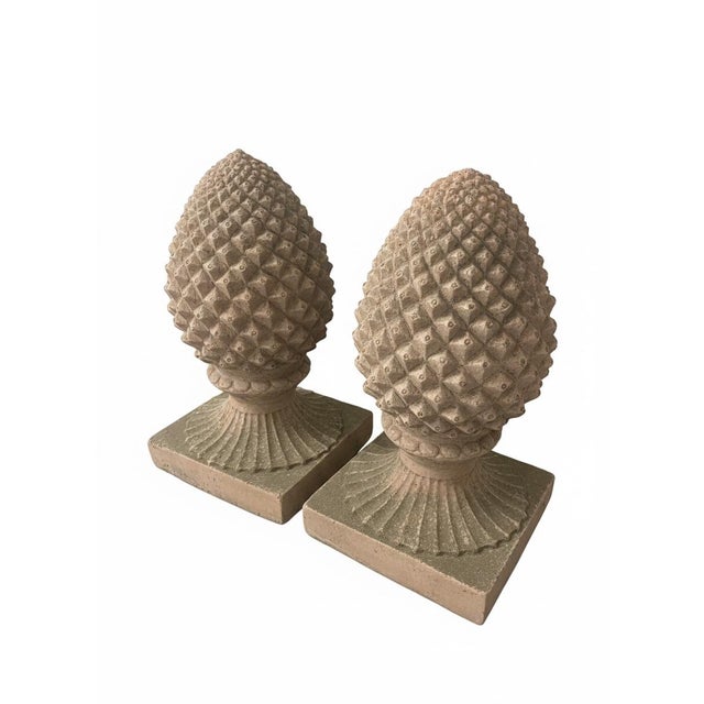 Tuscan Pair of Vintage Tuscan Style Weathered Terracotta Pineapple Garden Finials For Sale - Image 3 of 10