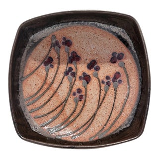 Vintage Donna Polseno Handmade Square Ceramic Bowl For Sale