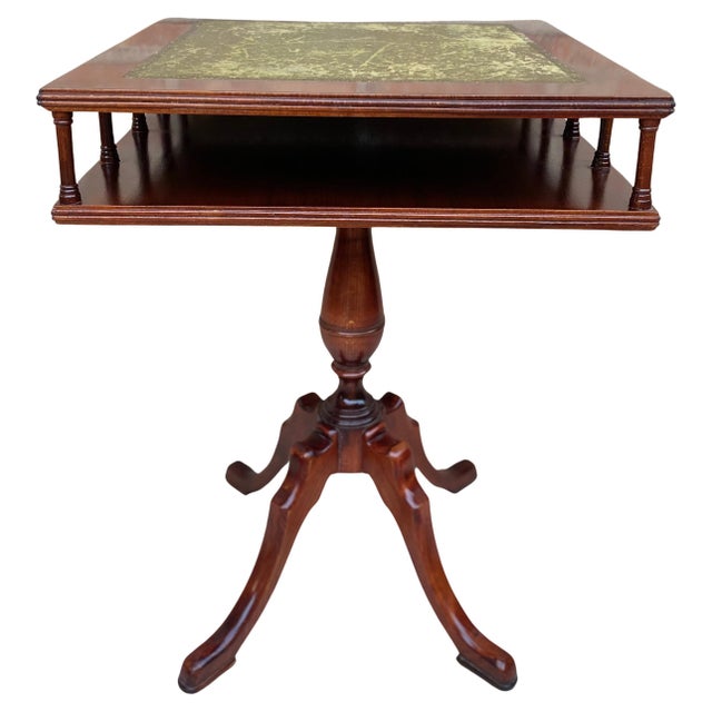 19th Century Regency Wood Game Table with Green Leather Top, 1890s For Sale - Image 15 of 18