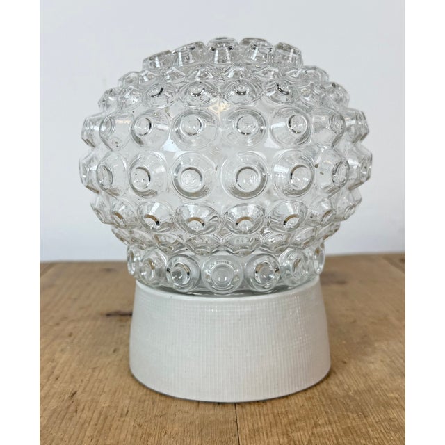 Vintage White Porcelain and Glass Ceiling Light, 1970s For Sale - Image 4 of 14