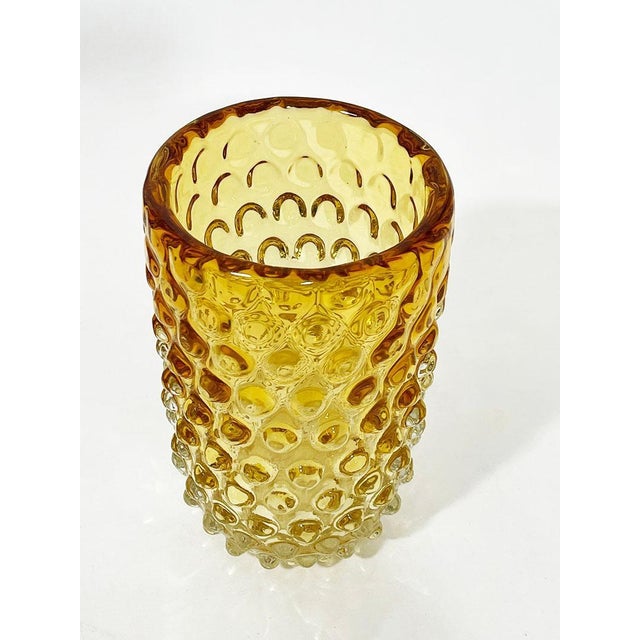 Murano glass vase "Lenti" by Barovier & Toso, Italy, 1950s Amber yellow colored vase made of thick-walled Murano glass...