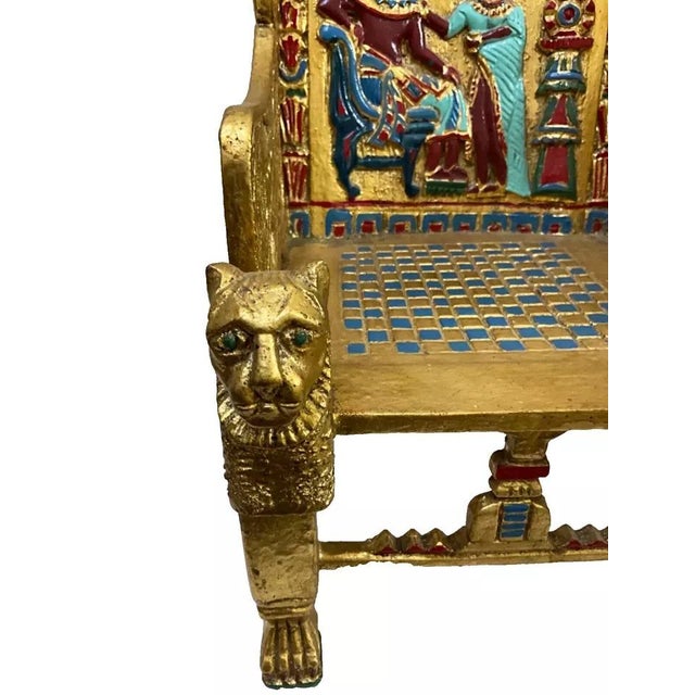 Mini King Tut Throne Replica – Handmade Egyptian Collectible Figurine Chair Decor For Sale - Image 10 of 11