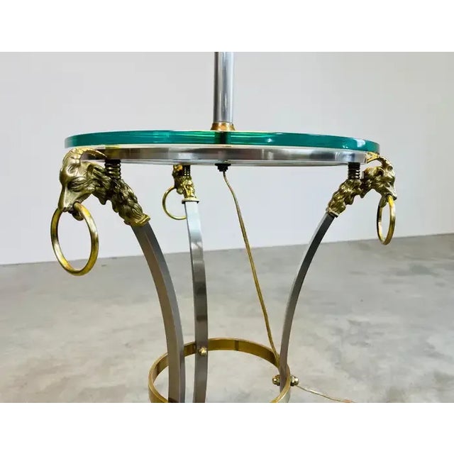 Maison Jansen Maison Jansen Style Rams Head Brass & Brushed Nickel Floor Lamp For Sale - Image 4 of 7