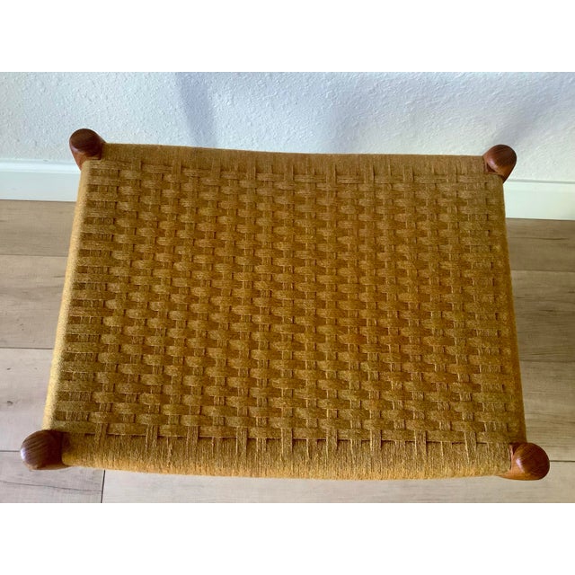 Mid-Century Modern Late 20th Century Danish Modern N. Møller Model 80a Teak Stool With Woven Textile Seat, Denmark For Sale - Image 3 of 12