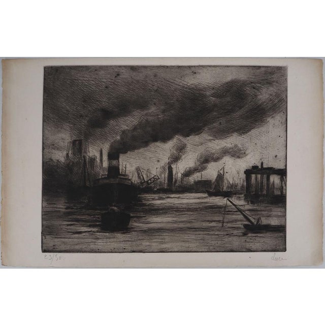 Maximilien Luce, View of the Port of Rotterdam, 1890-1895, Original Etching For Sale - Image 8 of 8