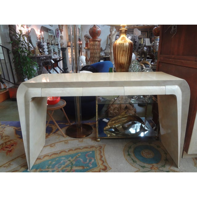 1940s Italian Modern Parchment Console Table For Sale - Image 11 of 11