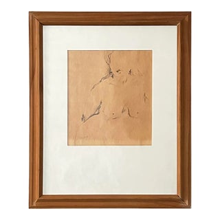 Mid 20th Century Framed Nude Pencil Drawing by Donna For Sale