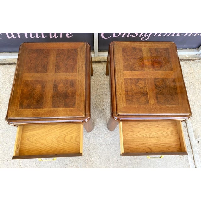 1970s Pair of 1970s Thomasville Mystique Chinoiserie Burl-Top End Tables For Sale - Image 5 of 10