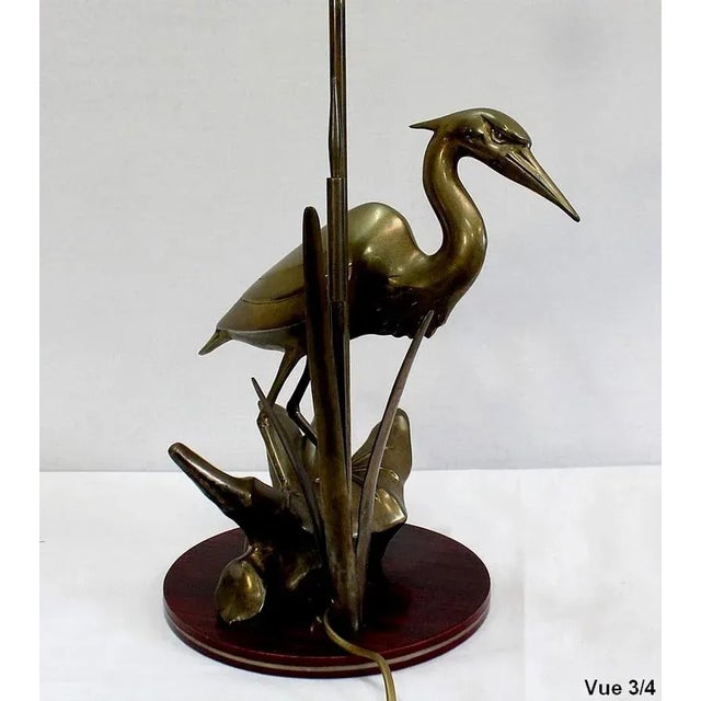 Great Brass Heron Table Lamp, 1970s For Sale - Image 9 of 18