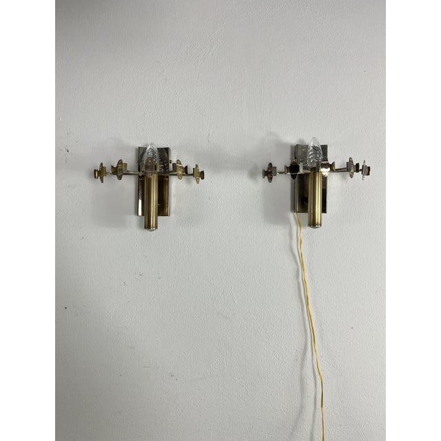 Mid-Century Modern Murano Glass and Brass Wall Lamps from Sciolari, 1960s, Set of 2 For Sale - Image 17 of 18