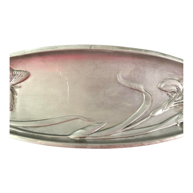 1990s Lenox-“Butterfly Meadow Collection” Aluminum Alloy, Oval Serving Tray For Sale