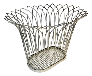 1980s Vintage Atomic Boho Chic French Style Wire Wastebasket