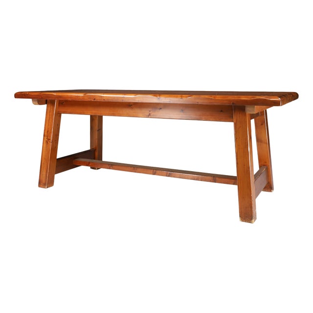 Mid-Century French Pine Dining Table, 1970s For Sale