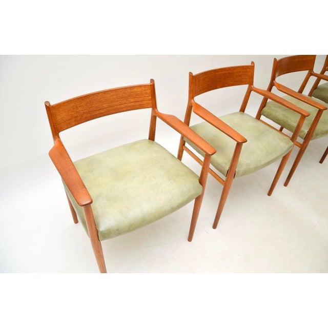 Vintage Danish Teak and Leather Dining Chairs attributed to Arne Vodder from Sibast, 1960s, Set of 4 For Sale - Image 6 of 9