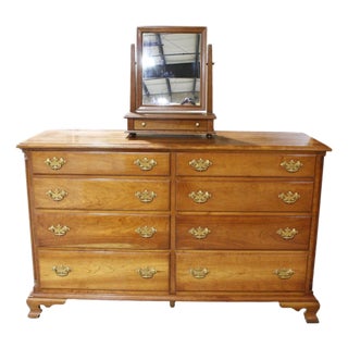 Late 20th Century Leopold Stickley Colonial Style Dresser W/Mirror - Cherry For Sale