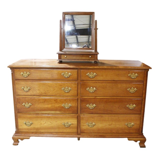 Leopold Stickley Colonial Style Dresser W/Mirror - Cherry For Sale