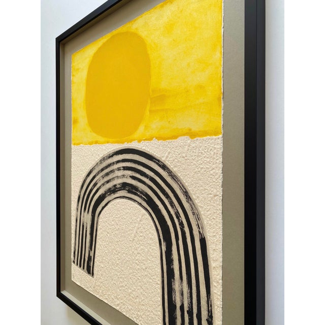 Raoul Lazar Vintage 1974 French Mid Century Modernist " Arc Jaune " Limited Edition Framed Signed Fine Art Embossed Aquatint Etching Print For Sale - Image 15 of 18