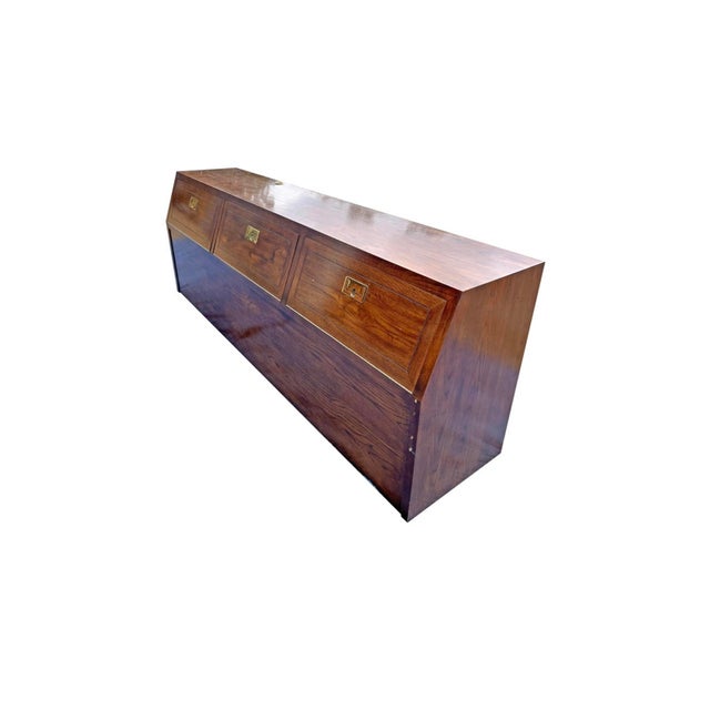 Campaign Vintage Hendredon King Headboard With Storage in Campaign Style For Sale - Image 3 of 12